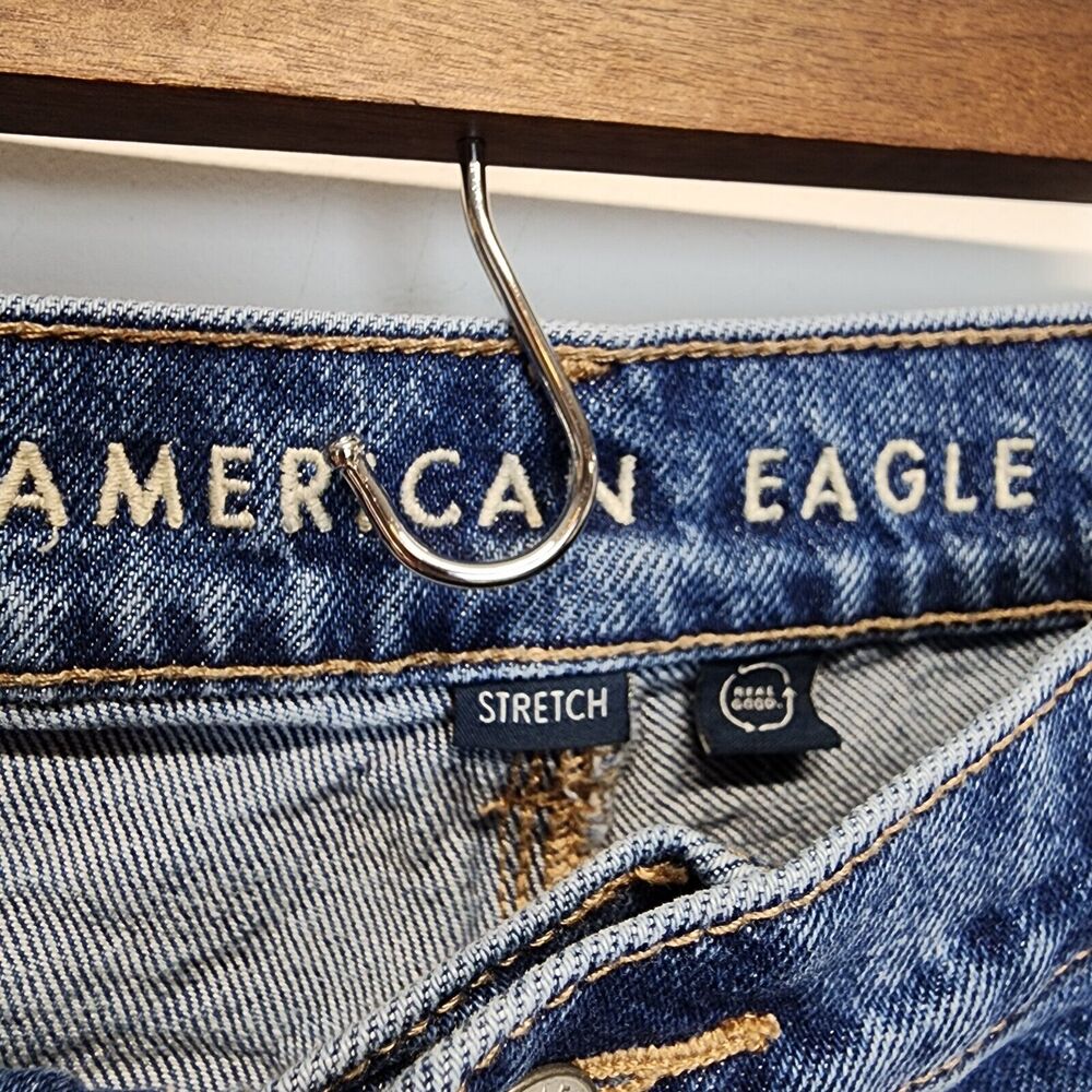 American Eagle Womens Stovepipe Jeans Size 14S Wide Leg High Waist Stretch Baggy - Picture 9 of 10